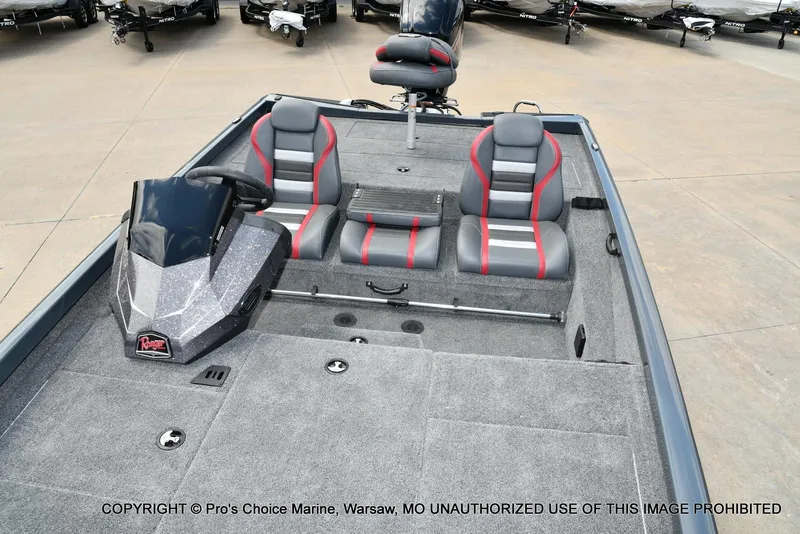 Slide: The Image of 2024 Ranger RT188P boat interior with dual seats and steering console. - 8