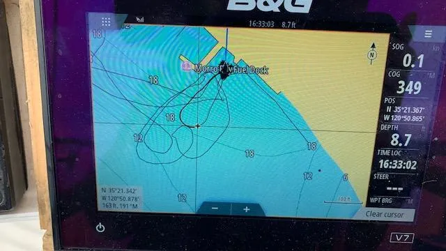 Slide: The Image of Navigation display on a Catalina 36 sailboat, showing course and depth data. - 20