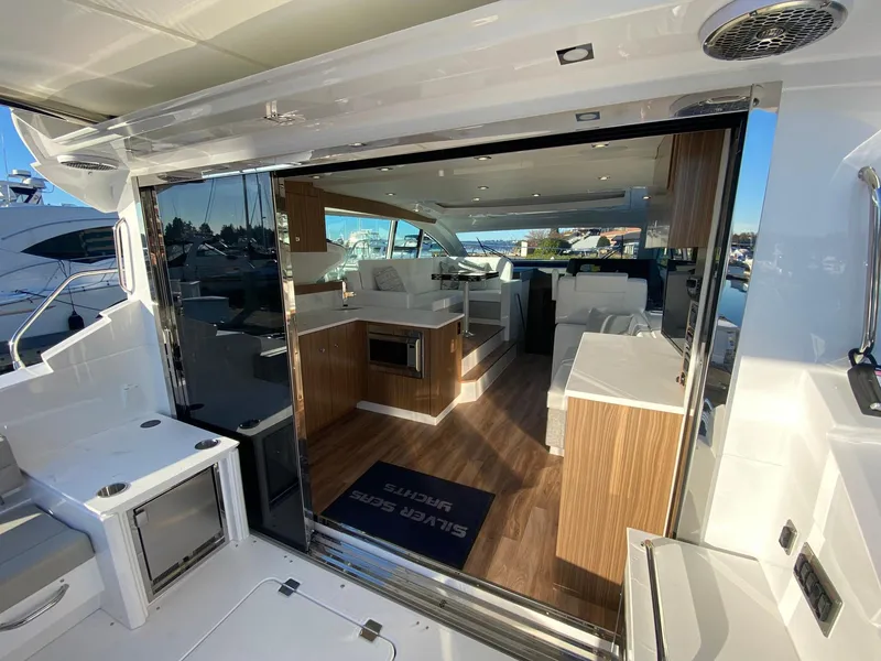 Slide: The Image of Luxurious interior of 2025 Cruisers Yachts 46 Cantius, featuring modern design and spacious layout. - 22