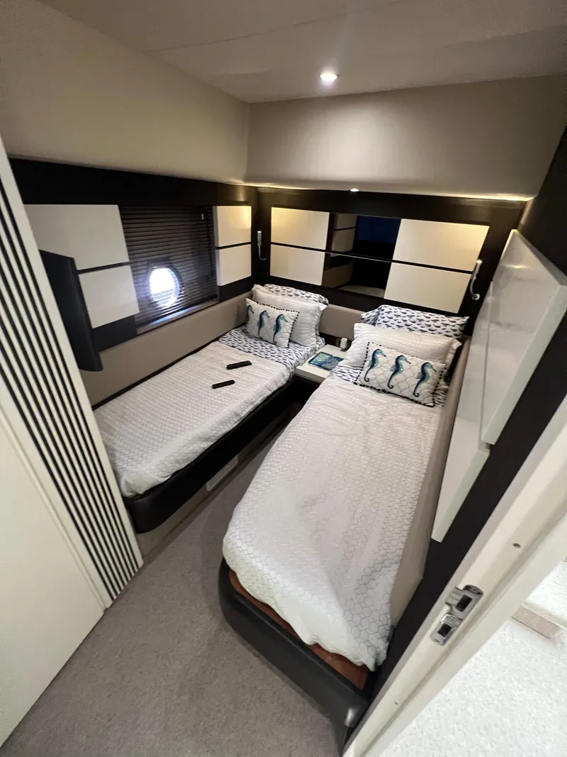 Slide: The Image of Interior of 2016 Azimut 54fly yacht with twin beds and modern decor. - 41