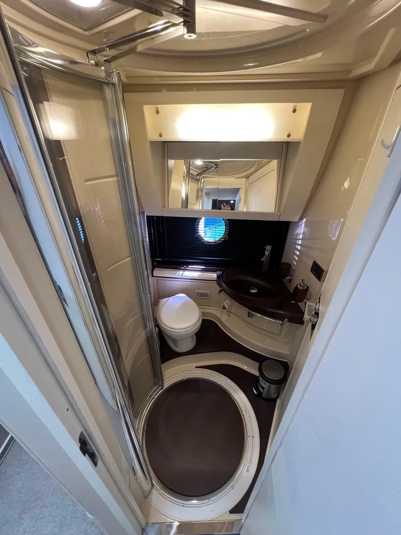 Slide: The Image of Luxurious bathroom in 2016 Azimut 54fly yacht with modern fixtures and elegant design. - 43