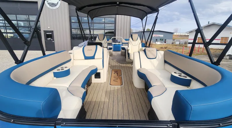 Slide: The Image of 2025 Avalon Platinum Catalina 2785 Quad Lounger Shift with luxurious seating and modern design. - 5