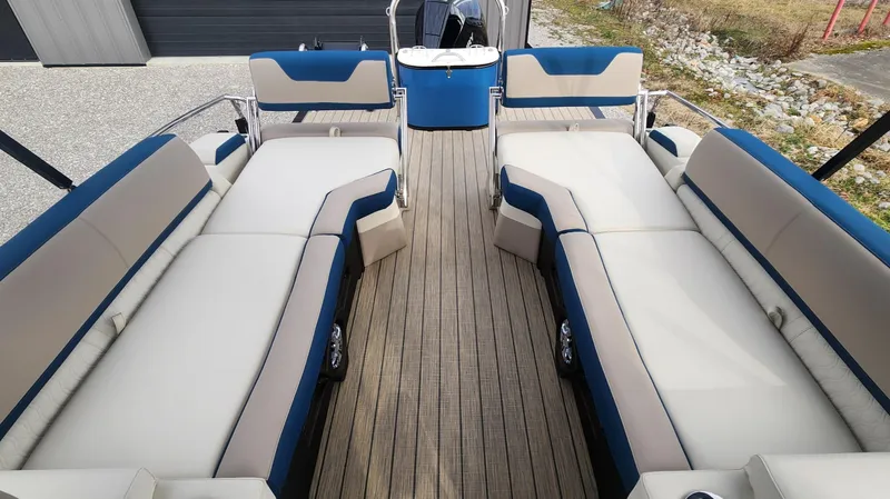 Slide: The Image of 2025 Avalon Platinum Catalina 2785 Quad Lounger interior with luxurious seating and sleek design. - 9