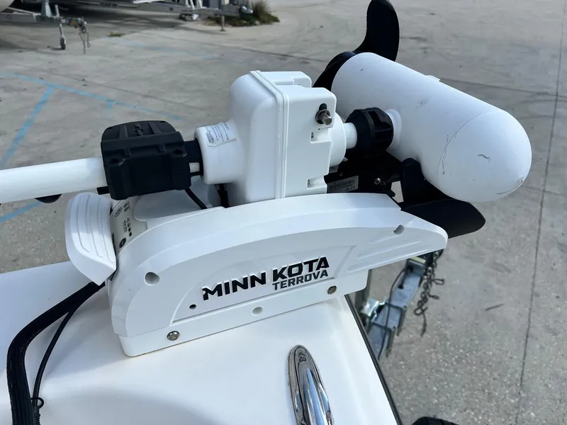 Slide: The Image of Minn Kota Terrova motor on 2021 Blue Wave 2400 PURE BAY boat. - 10