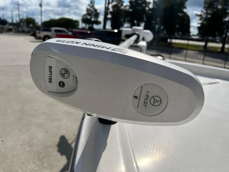 Slide: The Image of Minn Kota Riptide i-Pilot trolling motor on 2021 Blue Wave 2400 PURE BAY boat. - 9