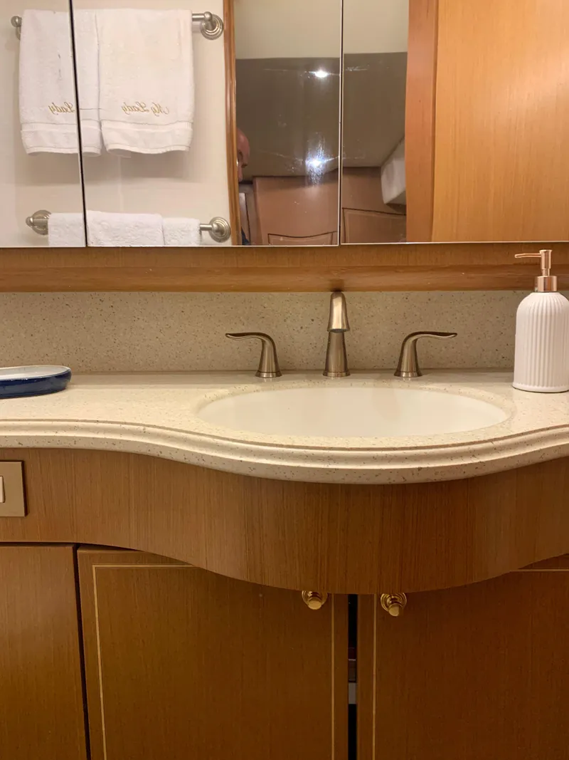 Slide: The Image of Luxurious bathroom vanity in 2004 Ocean Yachts 57 Odyssey yacht. - 45