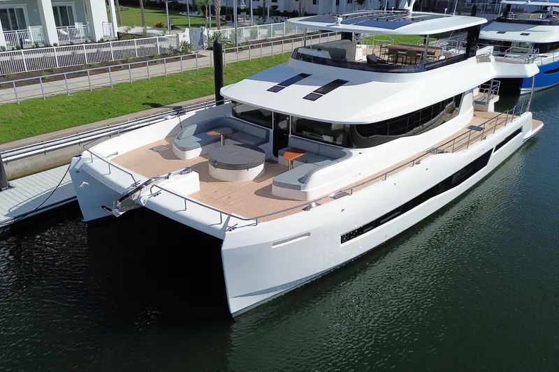 The Image of Luxurious 2025 Granocean W72 yacht docked, featuring sleek design and spacious deck. - 0