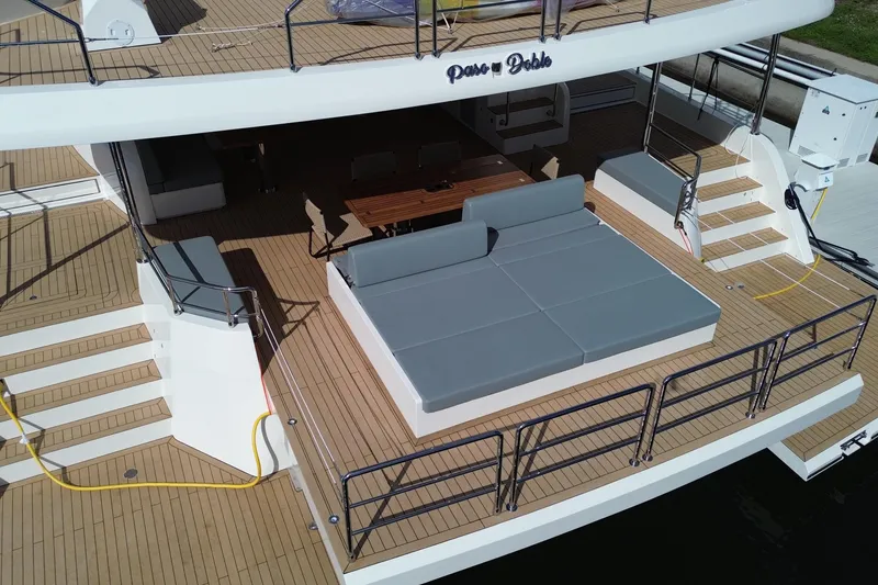 Slide: The Image of Luxurious Granocean W72 yacht deck with spacious seating, 2025 model. - 12