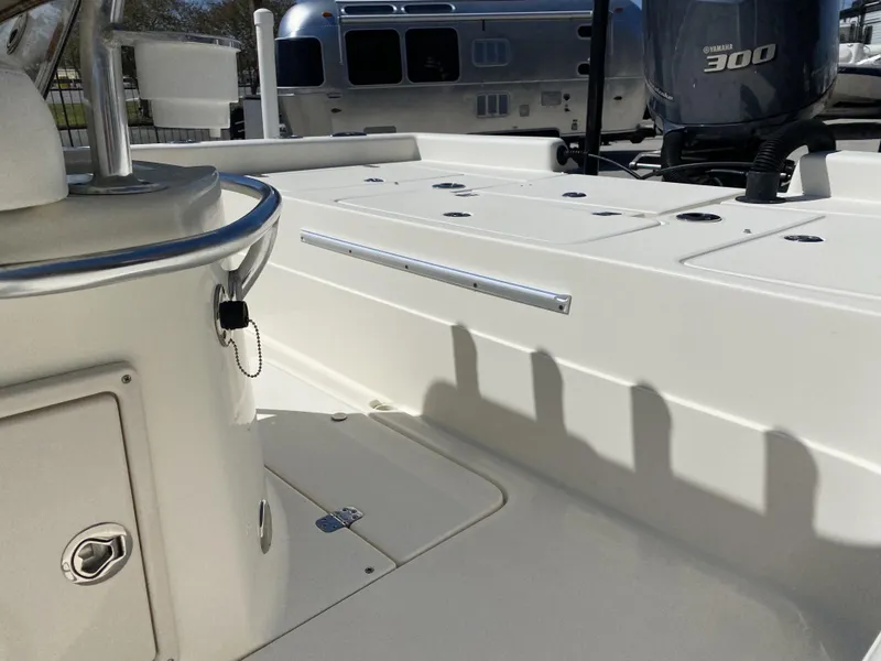 Slide: The Image of 2013 ShearWater 25LTZ boat interior with Yamaha 300 engine. - 20