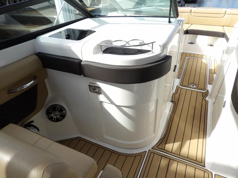 Slide: The Image of 2022 Sea Ray SDX 290 Outboard interior with sleek seating and modern design. - 41