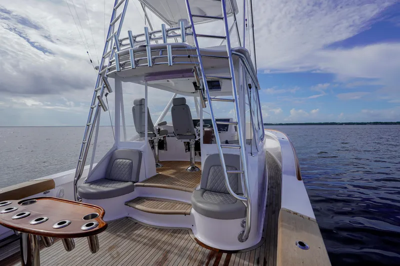 Slide: The Image of Custom Carolina 45 F&S 2008 boat with tower, ocean view, and seating area. - 29