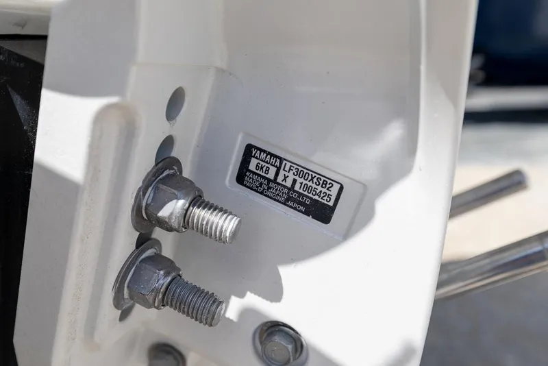 Slide: The Image of Close-up of Yamaha LF300XSB2 engine mount on 2025 Sea Fox 282 Hybrid LT. - 33
