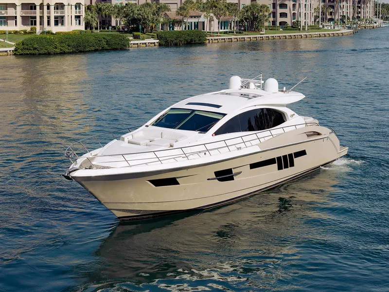Slide: The Image of 2013 Lazzara LSX yacht cruising on a scenic waterway. - 10