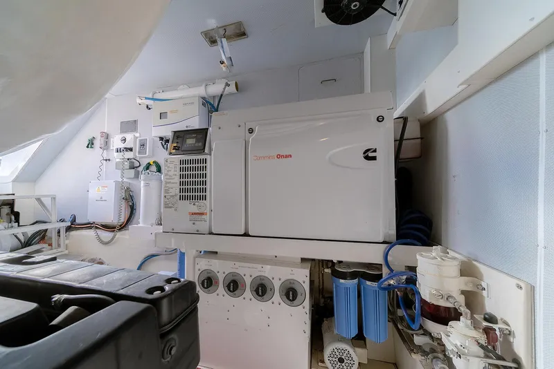 Slide: The Image of Engine room of 2013 Lazzara LSX yacht with Cummins Onan generator and filtration systems. - 17