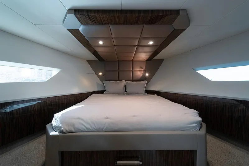 Slide: The Image of Luxurious bedroom interior of 2013 Lazzara LSX yacht with modern design and ambient lighting. - 31