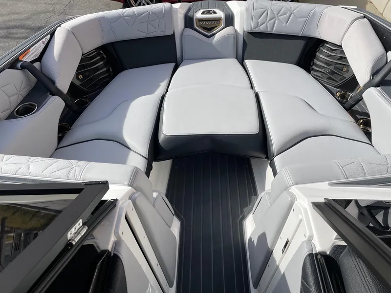 Slide: The Image of 2023 Nautique Super Air Nautique G23 Paragon interior with luxurious seating and modern design. - 11