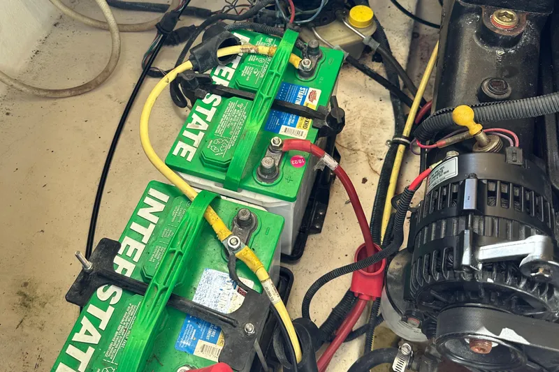 Slide: The Image of Interstate batteries in a 2002 Chaparral 263 Sunesta boat engine compartment. - 10