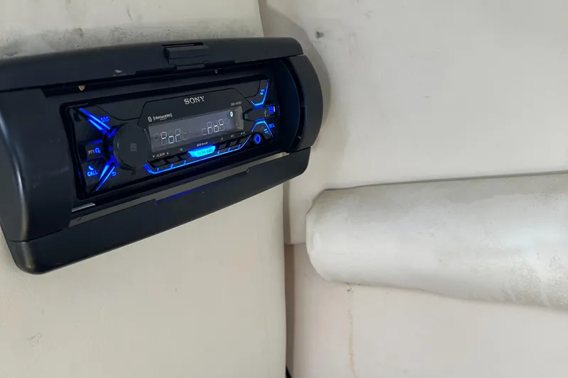 Slide: The Image of Sony stereo system in a 2002 Chaparral 263 Sunesta boat interior. - 19