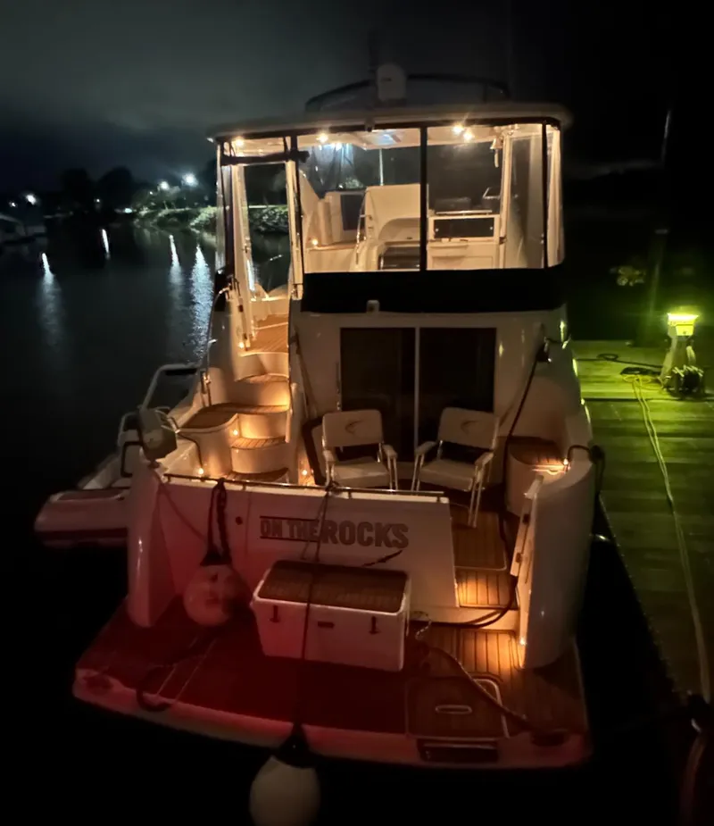 Slide: The Image of Close-up of 2004 Meridian 459 Motoryacht RPM gauges on wooden dashboard. - 18