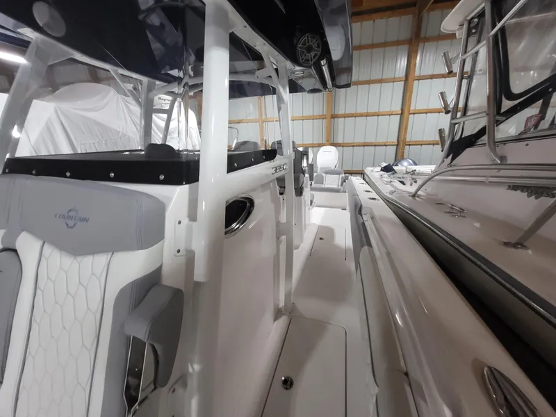 Slide: The Image of 2022 Fountain 38 SC boat interior with sleek design and modern features. - 18