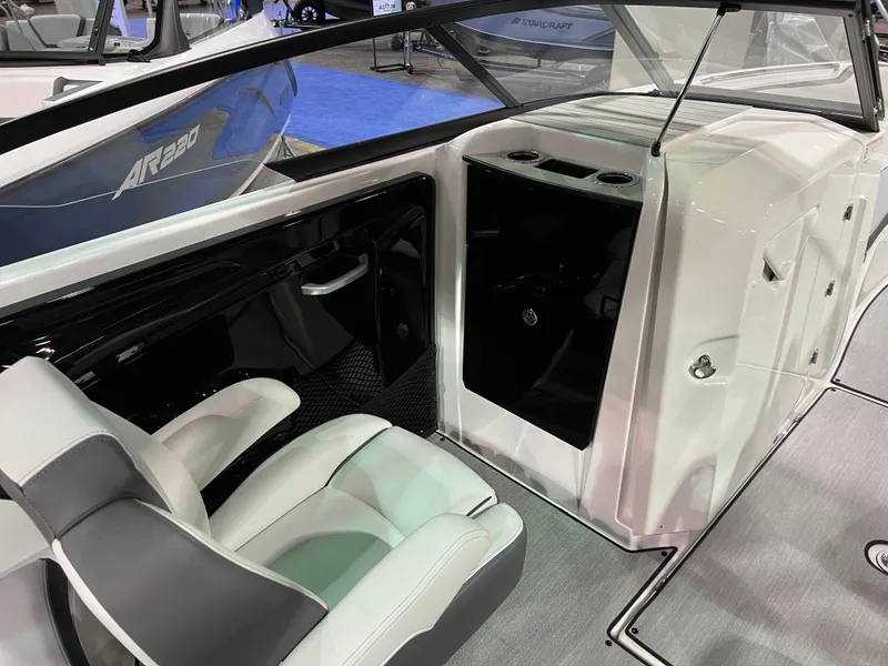 Slide: The Image of 2025 Yamaha Boats AR250 interior with sleek seating and modern design. - 7