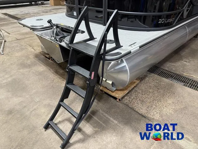 Slide: The Image of 2025 Bentley Pontoons Legacy 200 Navigator with ladder, showcasing sleek design and functionality. - 41