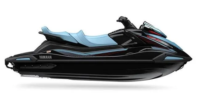 Slide: The Image of Two people riding a 2025 Yamaha WaveRunner VX Cruiser with AUDIO through lush greenery. - 10