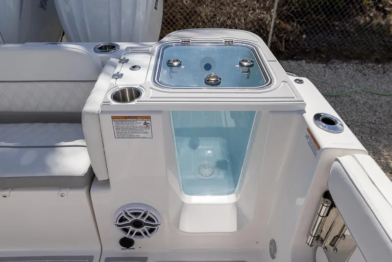 Slide: The Image of 2025 Sea Fox 288 Traveler boat interior with livewell and speaker system. - 18