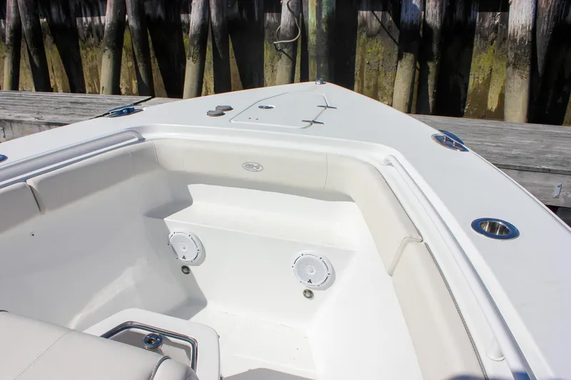 Slide: The Image of 2023 Sea Hunt Gamefish 27 boat bow with seating and speakers. - 20