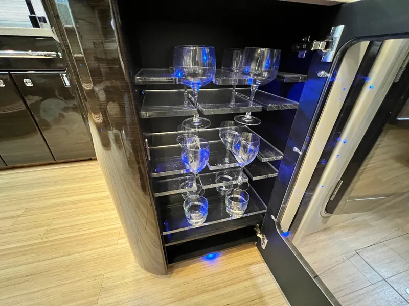 Slide: The Image of Luxury yacht glass cabinet with elegant wine glasses, Formula 45 Yacht 2014 interior. - 21