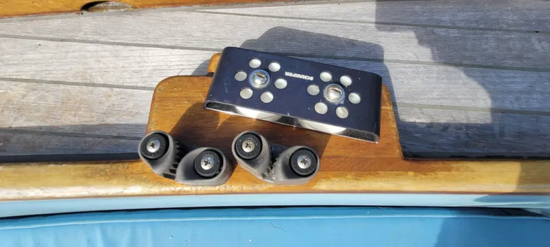 Slide: The Image of Control panel and fittings on 2009 Golant Gaffer Cutter Rig sailboat deck. - 30