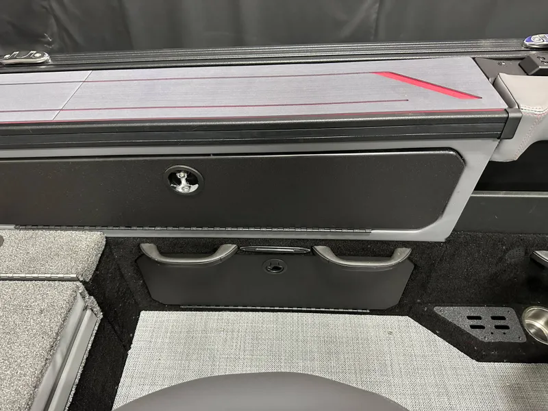 Slide: The Image of 2025 Alumacraft Trophy 175X Sport boat interior with motor and seating. - 28