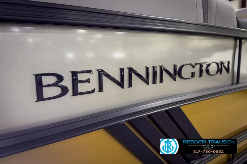 Slide: The Image of 2025 Bennington 22 MSB boat logo with Reeder-Trausch Marine branding. - 47