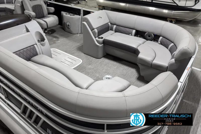 Slide: The Image of 2022 Bennington 23 LSR pontoon boat with luxurious seating and modern design. - 10
