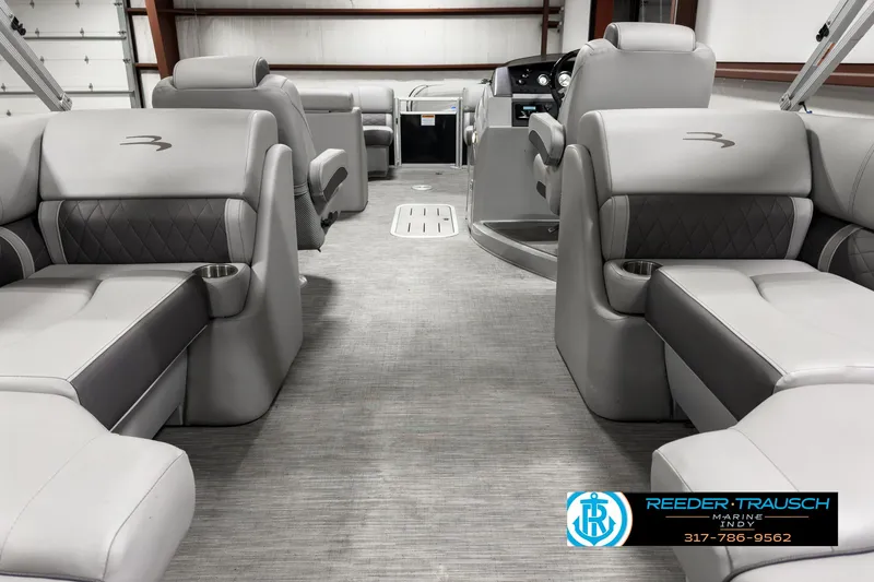 Slide: The Image of 2022 Bennington 23 LSR boat interior with luxurious seating and modern design. - 16