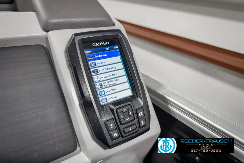 Slide: The Image of Garmin navigation system on 2022 Bennington 23 LSR boat dashboard. - 32