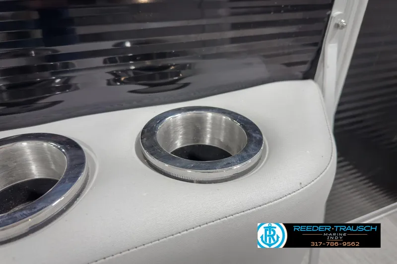 Slide: The Image of Bennington 23 LSR 2022 boat cup holders with sleek metallic finish. - 39