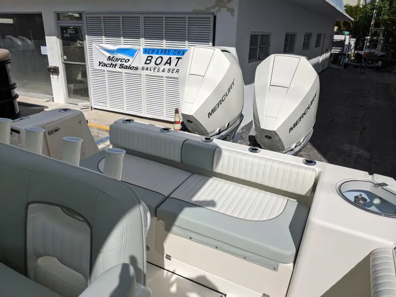 Slide: The Image of 2021 Sea Born LX26 boat with twin Mercury engines at yacht sales. - 36