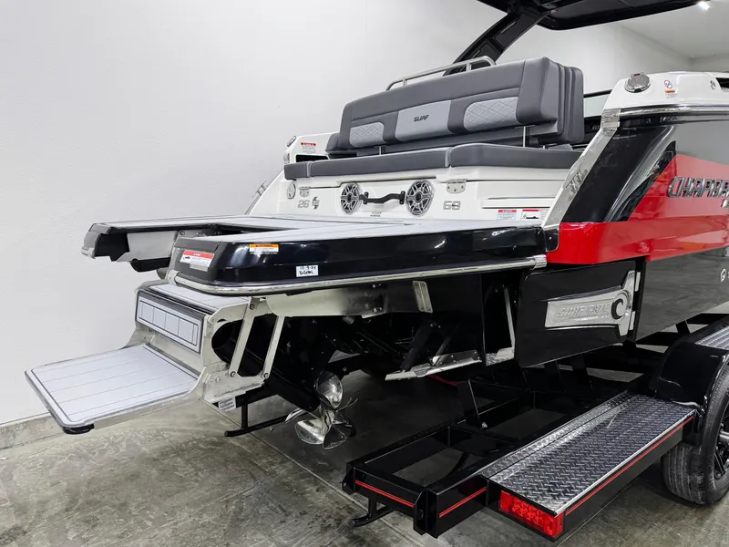Slide: The Image of 2025 Chaparral 26 Surf boat rear view, featuring sleek design and modern features. - 3