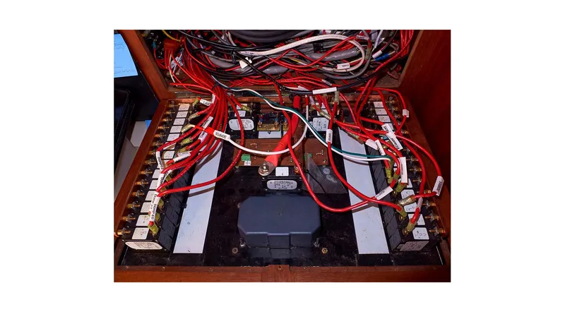 Slide: The Image of Electrical wiring system inside a 1983 Valiant 40 Selah boat. - 48