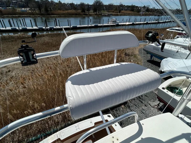 Slide: The Image of 2002 Albemarle 410 Express Fisherman boat seat with scenic waterfront view. - 46