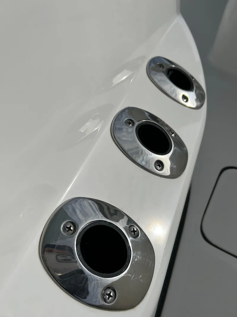 Slide: The Image of 2022 World Cat 235 CC boat rod holders with stainless steel finish. - 20