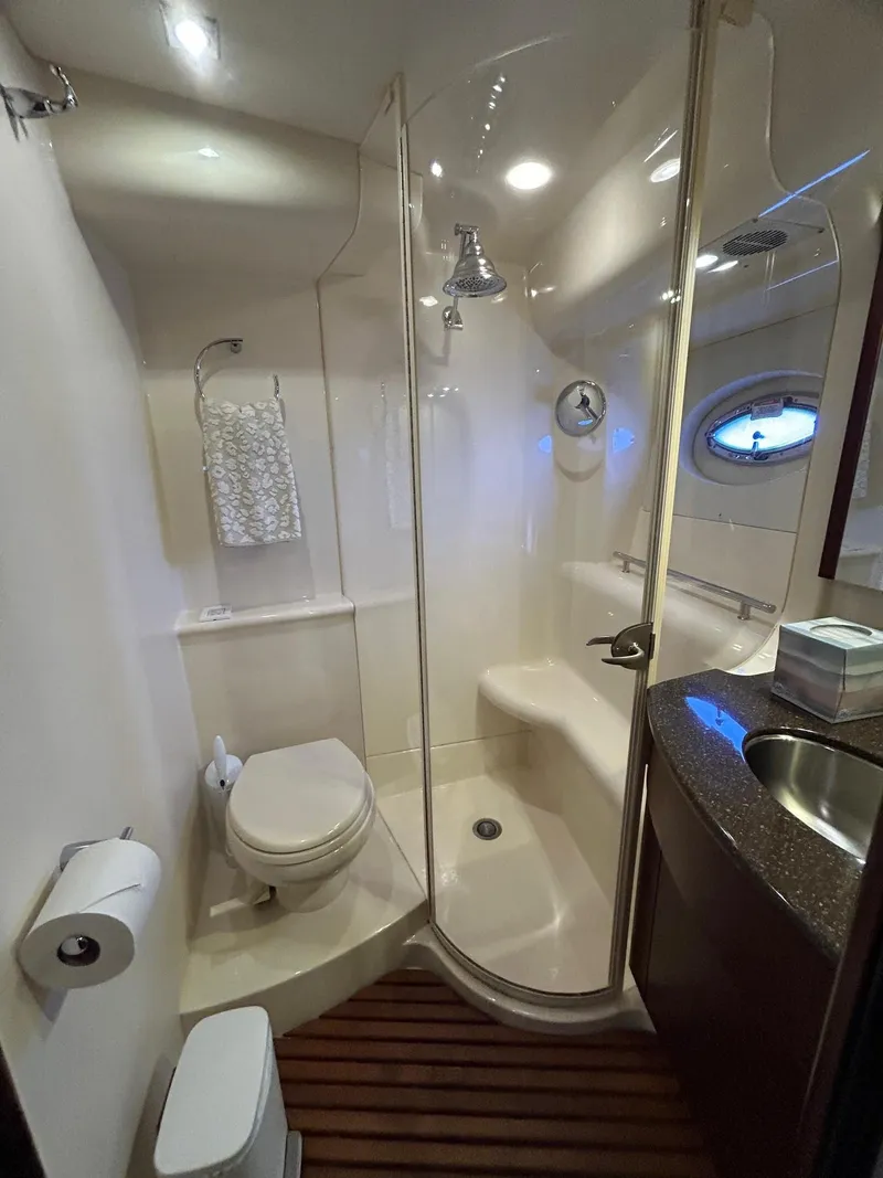 Slide: The Image of Luxurious bathroom in 2013 Meridian 441 yacht with shower and modern fixtures. - 22