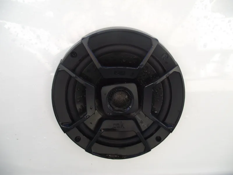 Slide: The Image of Close-up of a speaker on a 2021 Yamaha Boats AR195. - 27