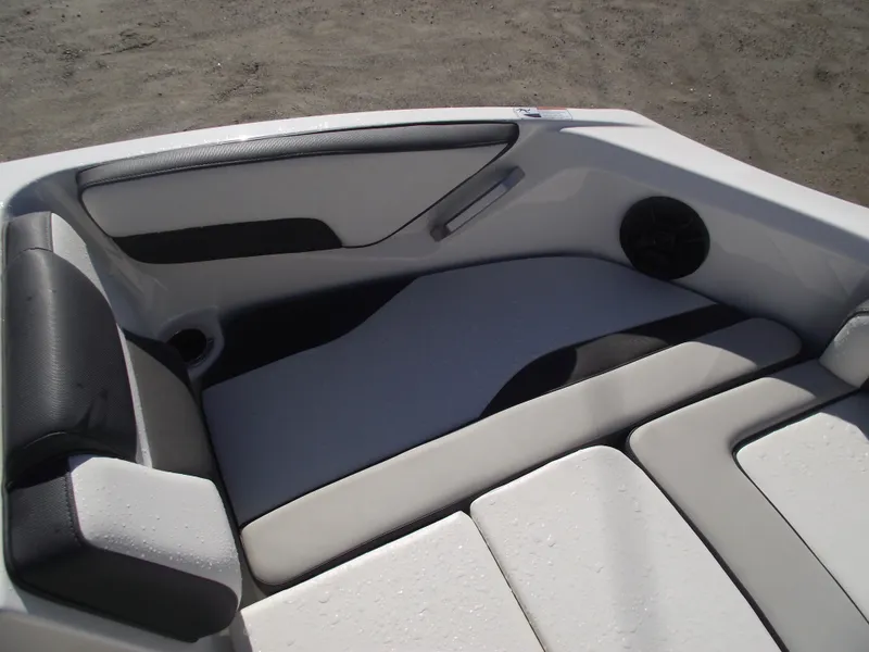 Slide: The Image of Interior seating of 2021 Yamaha AR195 boat, featuring sleek design and comfortable upholstery. - 5