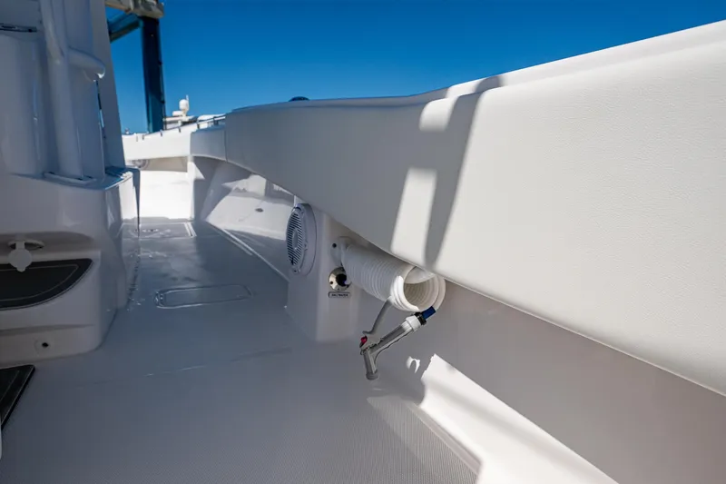 Slide: The Image of 2025 Invincible 33 Open Fisherman boat deck with clean, modern design and built-in features. - 29