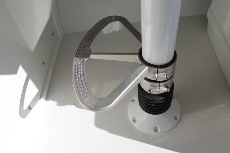 Slide: The Image of Parker 2520 boat detail, 2025 model, featuring a sturdy metal footrest. - 6