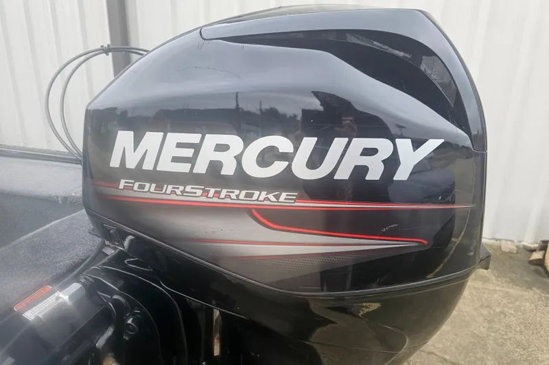 Slide: The Image of Mercury FourStroke engine on 2019 Tracker Panfish 16 boat. - 7