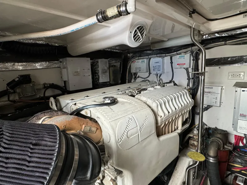 Slide: The Image of Engine room of 2004 Tiara Yachts 4200 Open with Cummins marine engine. - 54
