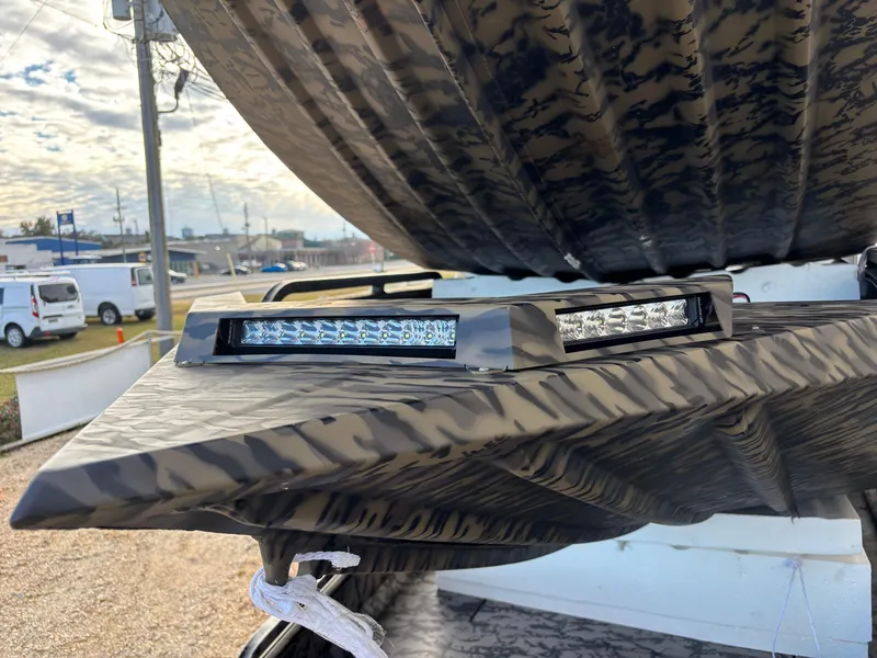 Slide: The Image of 2025 Edge Duck Boats 553 DB with camouflage design and LED light bar. - 6